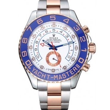 Aaa replica watch 622270 Bezel II Bracelet Rolex Blue Steel Gold and Stainless White Yacht-Master Dial Rose 0819